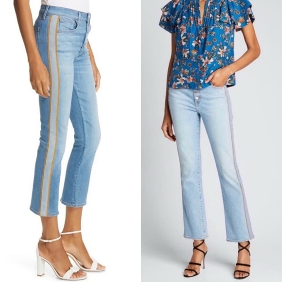 Veronica Beard Carolyn High Rise Button Fly Baby Boot Cut Tux Jeans in Amsterdam - Picture 1 of 8